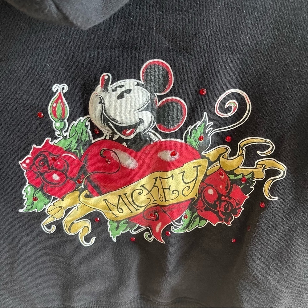 U:  Disney Parks Cropped Hoodie Women's S Full Zip Cotton Blend Graphic Print - Picture 8 of 11